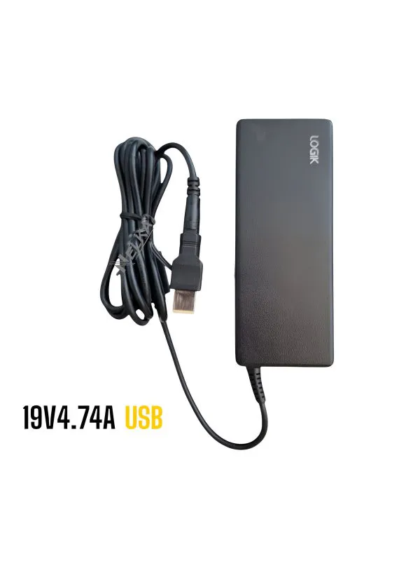 شارژر لپ‌تاپ 19 ولت 4.74 آمپر با پورت USB